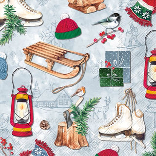 Winter Sledge Light Blue Napkins