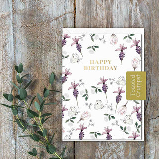 Happy Birthday Lavender & White Butterflies Mini Moments Card