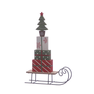Wooden Sleigh With Presents And Tree 29cm