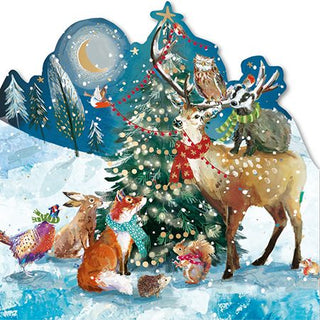 Woodland Animals Around The Christmas Tree Card
