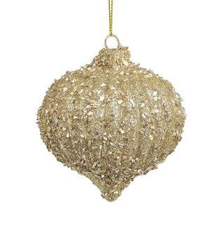 Glitter Ridge Glass Onion Gold Hanging Decoration