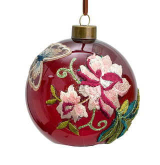 Floral Fabric Burgandy Bauble