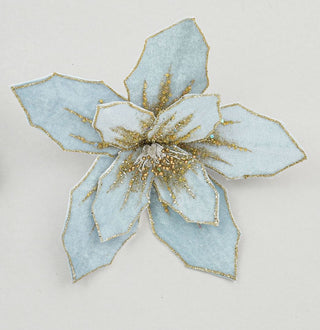 Velvet Flower Clip Light Blue
