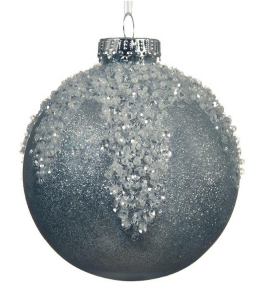 Silver Ice Top Shatterproof Bauble