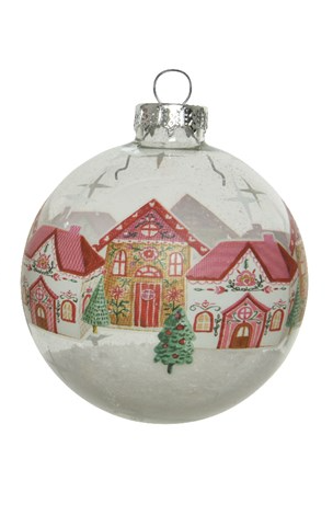 Snow Filled Gingerbread Design Glass Bauble