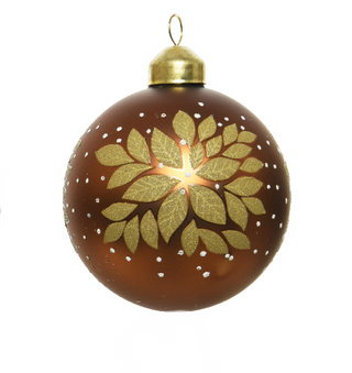 Gold Glitter Flower Cinnamon Glass Bauble