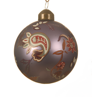 Boho Flower Heather Glass Bauble