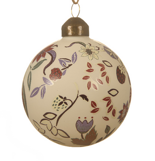 Boho Flower White Glass Bauble