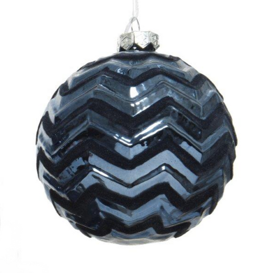 Night Blue Zig Zag Glass Bauble