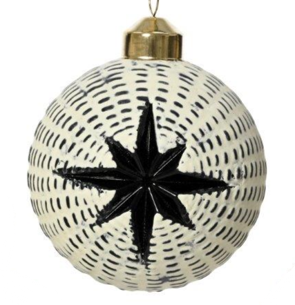 Carved Star Black Enamel Bauble