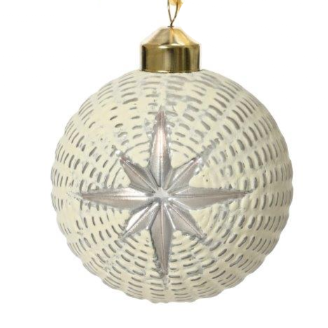 Carved Star Silver Enamel Bauble