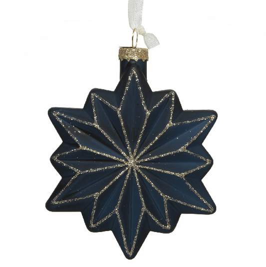 Glitter Star Night Blue Glass Decoration