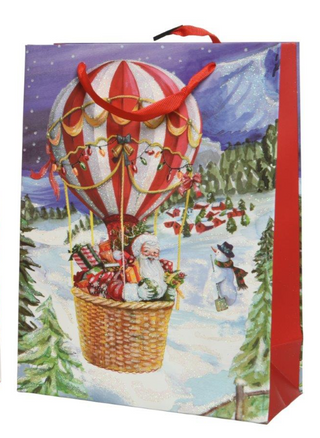 Santa in Hot Air Ballon Medium Gift Bag