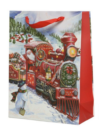 Santa in Train Medium Gift Bag