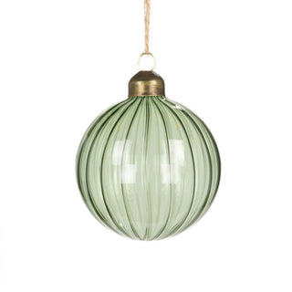 Glass Cora Green Bauble 8cm