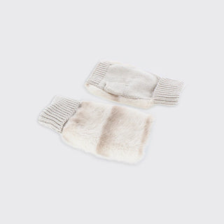 Bridgette Faux Fur Fingerless Gloves Almond