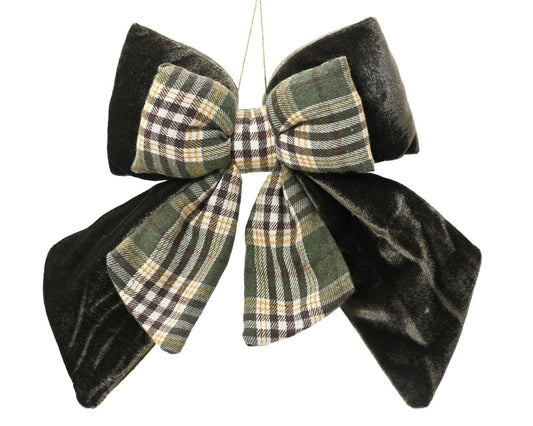 Rosemary Green Velvet with Gingham Bow