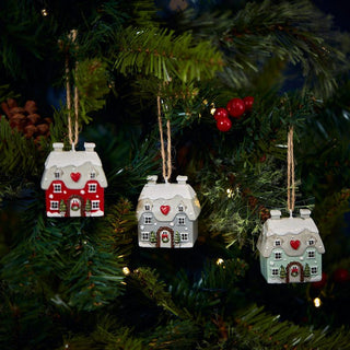 Christmas Cottage Grey Hanging Decoration