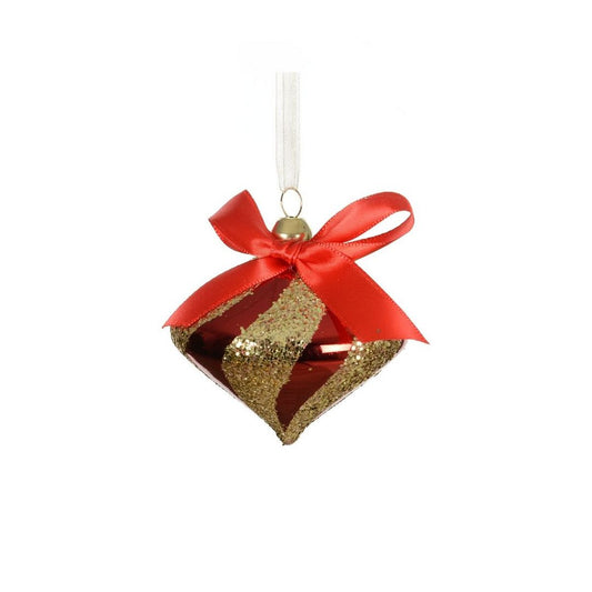 Christmas Red with Gold Swirl Onion with Bow