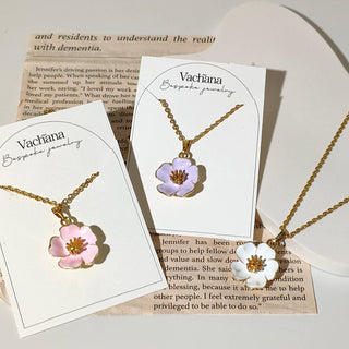 Peach Cherry Blossom Necklace | 18k gold plated necklace