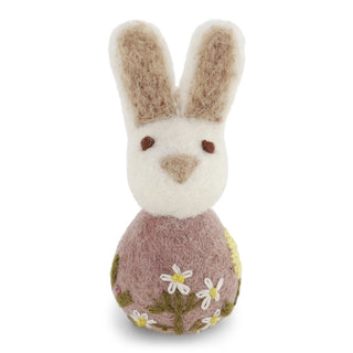 Small Bunny Flower Embroidery Hanging Decoration - Lavender