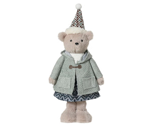 Plush Mrs Bear in Coat Christmas Decoration