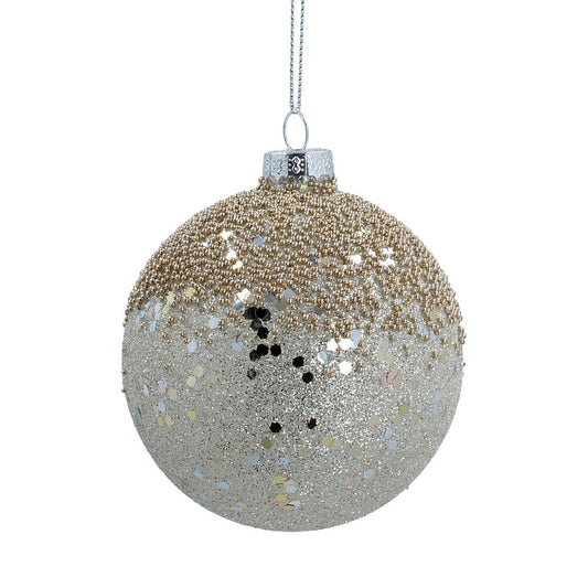 Crushed Gold & Silver Bead Glass Bauble