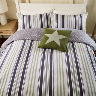 Beach House Stripe Double Cover Set Green/Slate