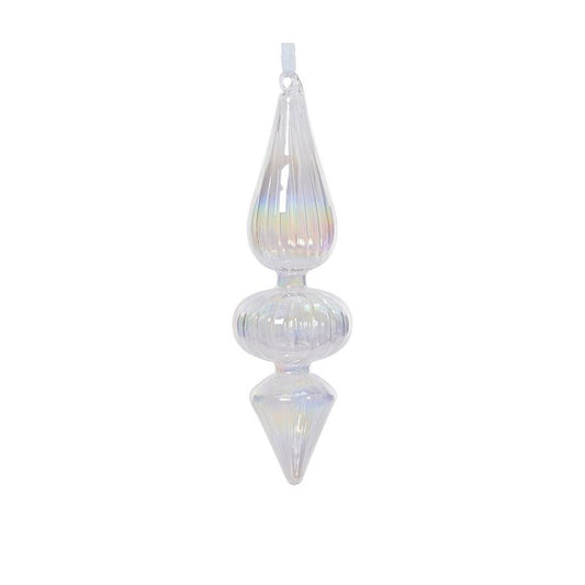 Iridescent Glass Diamond Drop Finial Tree Decoration