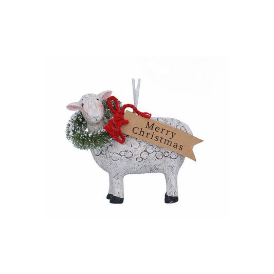 Sheep with Wreath Hanging Decoration