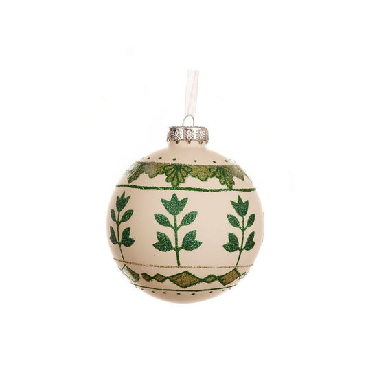 Rosemary Green & Cream with Leaf Bauble