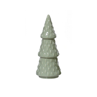 Pale Green Embossed Tree Shaped Christmas Decoration Lrg