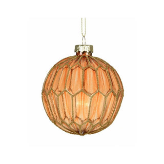 Rust Transparent with Glitter Honeycomb Design Bauble