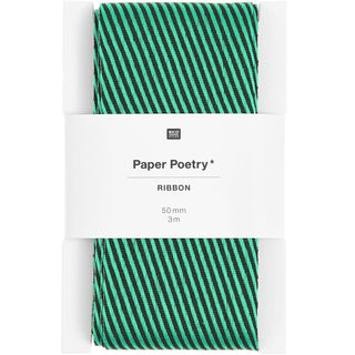 Green Diagonal Woven Ribbon