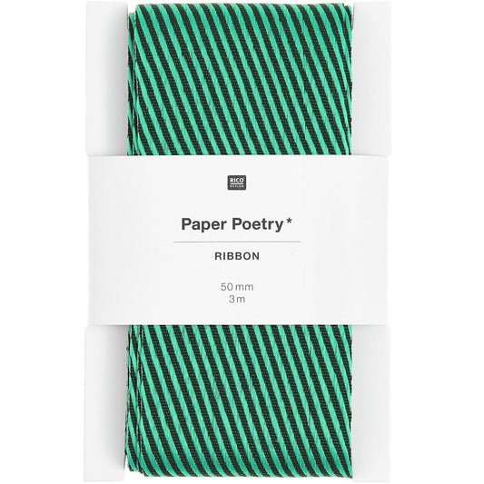Green Diagonal Woven Ribbon