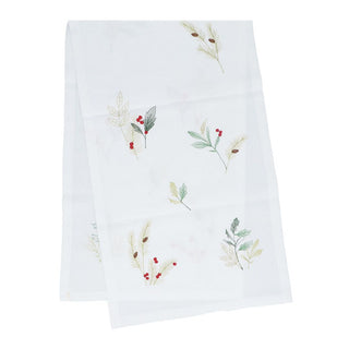 Embroidered Sprigs Fabric Table Runner
