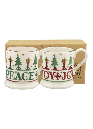 Christmas Joy Set Of 2 1/2 Pint Mugs Boxed