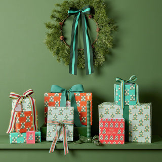 Green Diagonal Woven Ribbon