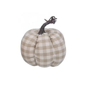 Soft Grey Fabric Gingham Pumpkin Lrg