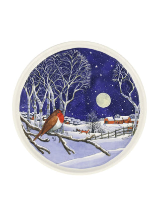 Midnight Robin Flat Serving Plate