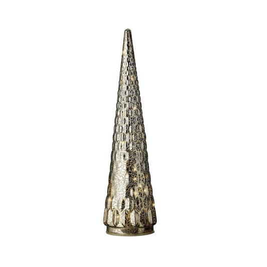 Crackled Silver Ridged LED Christmas Tree