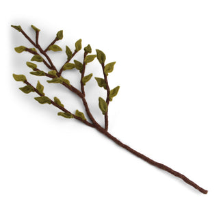 Felt Branch with Green Leaves