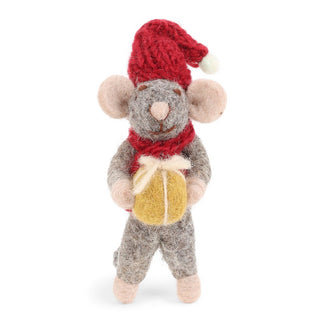Grey Mouse with Gold Brown Present
