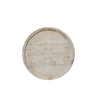Wooden Board with White Snowflake Wooden Tray Sml