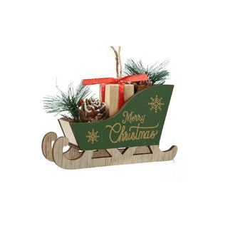 Santa Sleigh Green Tree Decoration