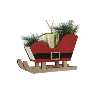 Santa Sleigh Red Tree Decoration