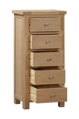 Padstow Oak 5 Drawer Chest