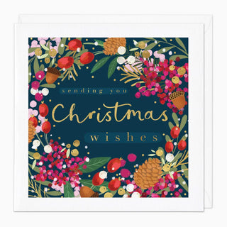 Pinecones & Berries Wreath Christmas Card