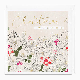 Snowy Floral Field Christmas Card