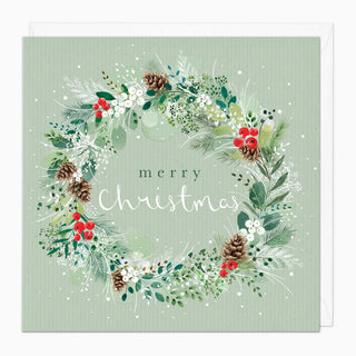 Leafy Berry Wreath Christmas Card